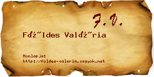 Földes Valéria névjegykártya